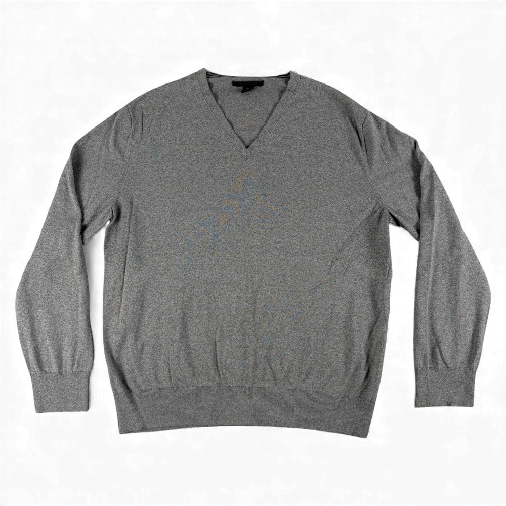 Banana Republic Sweater Mens XL Gray V Neck Long‎ Sleeve Silk Cashmere Blend
